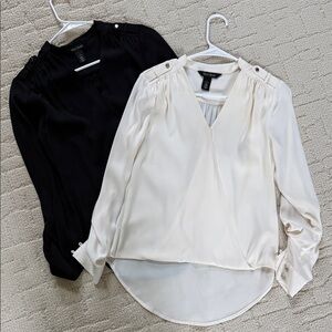 White House Black Market Black and Cream Blouses